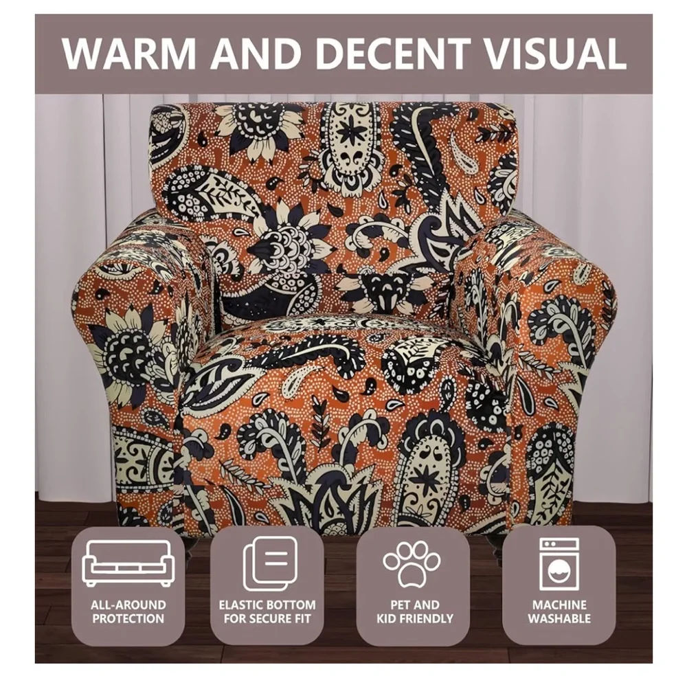 Stretch Couch Covers, Floral Printed Sofa Covers,2 Piece Armchair Slipcover  046